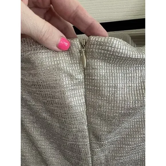 LAUREN RALPH LAUREN Plus Metallic Champagne Faux Wrap Cowl Neck Sheath Dress 16 - Picture 7 of 12